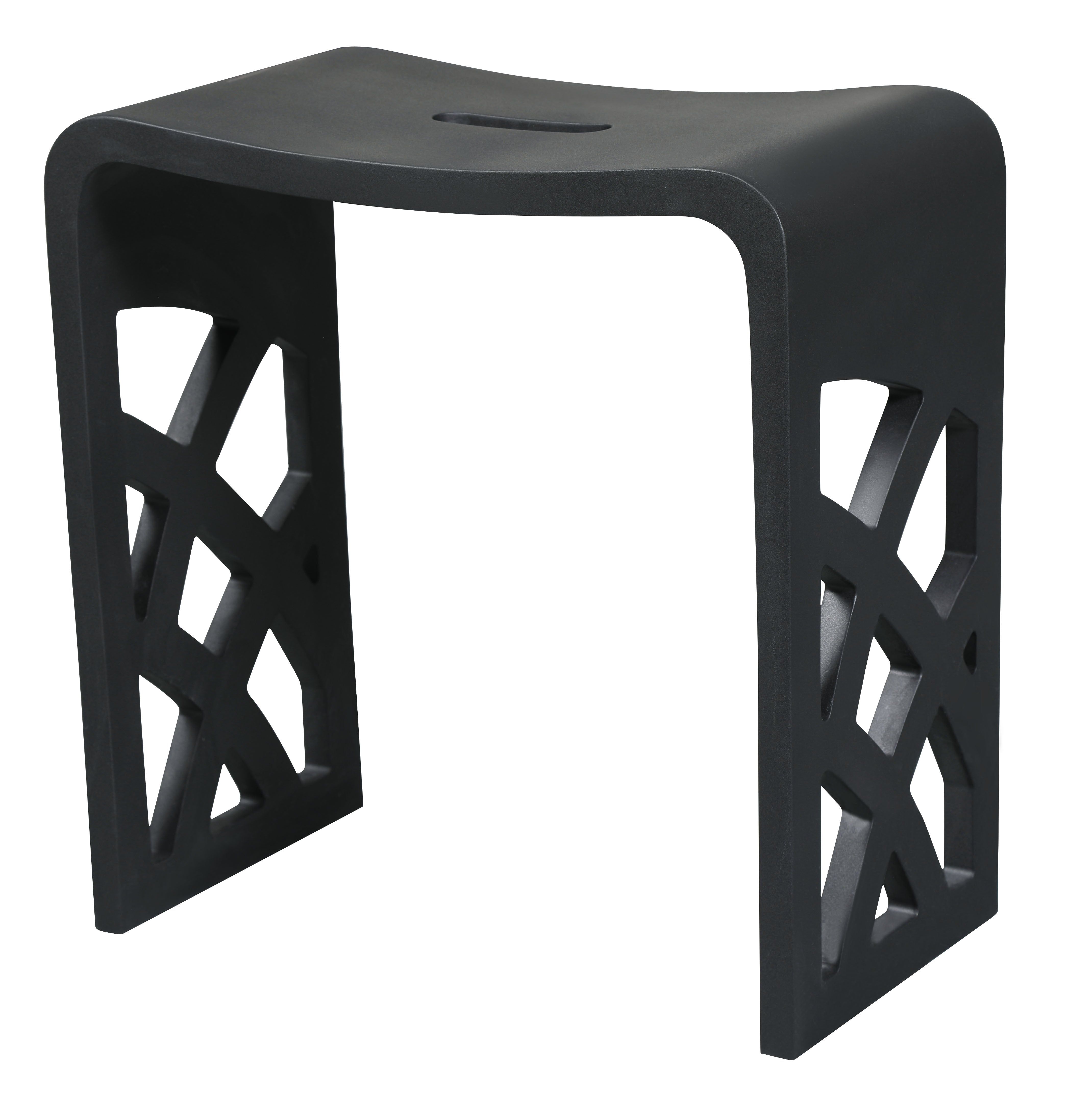 ALFI brand ABST88BM Black Matte Solid Surface Resin Bathroom / Shower Stool