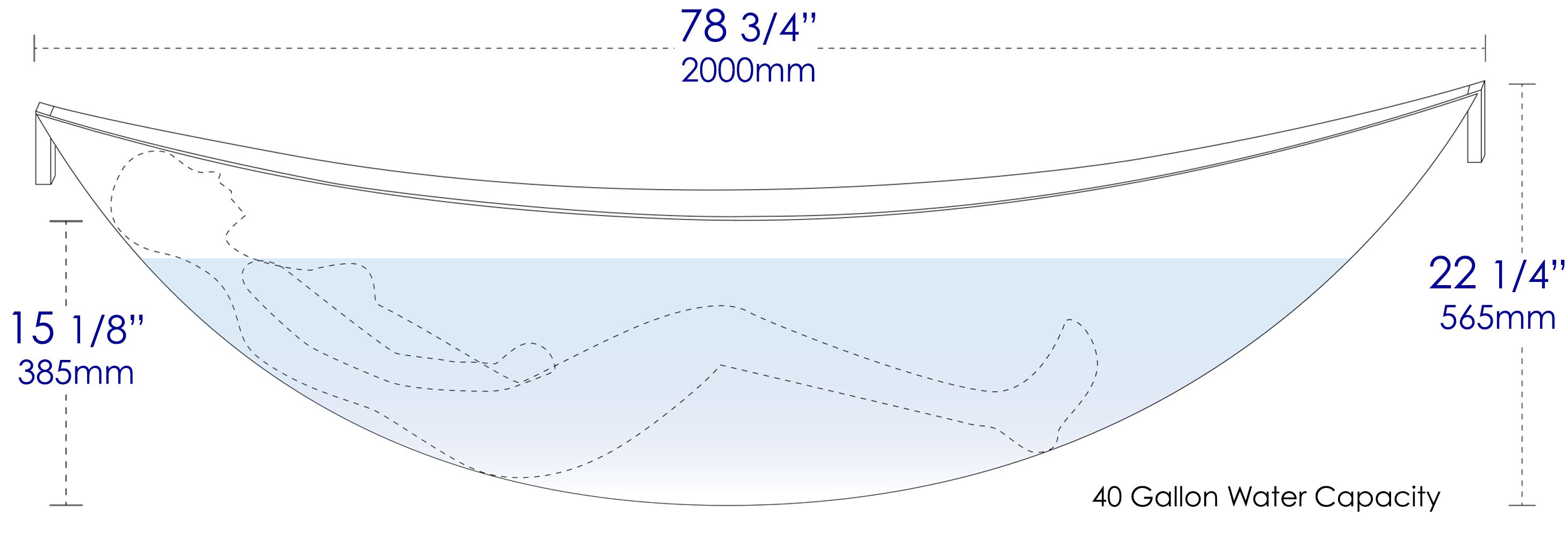 ALFI brand 79" Acrylic Wall Mount Oval Bathtub, White Matte, HammockTub1-WM