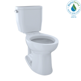 TOTO Entrada Two-Piece Elongated 1.28 GPF Universal Height Toilet, Cotton White, Vitreous China, CST244EF#01