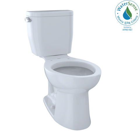 TOTO Entrada Two-Piece Elongated 1.28 GPF Universal Height Toilet, Cotton White, Vitreous China, CST244EF#01