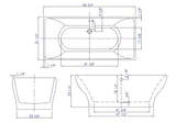 Alternative View of ALFI brand 67" Acrylic Free Standing Rectangle Soaking Bathtub, White, AB8840