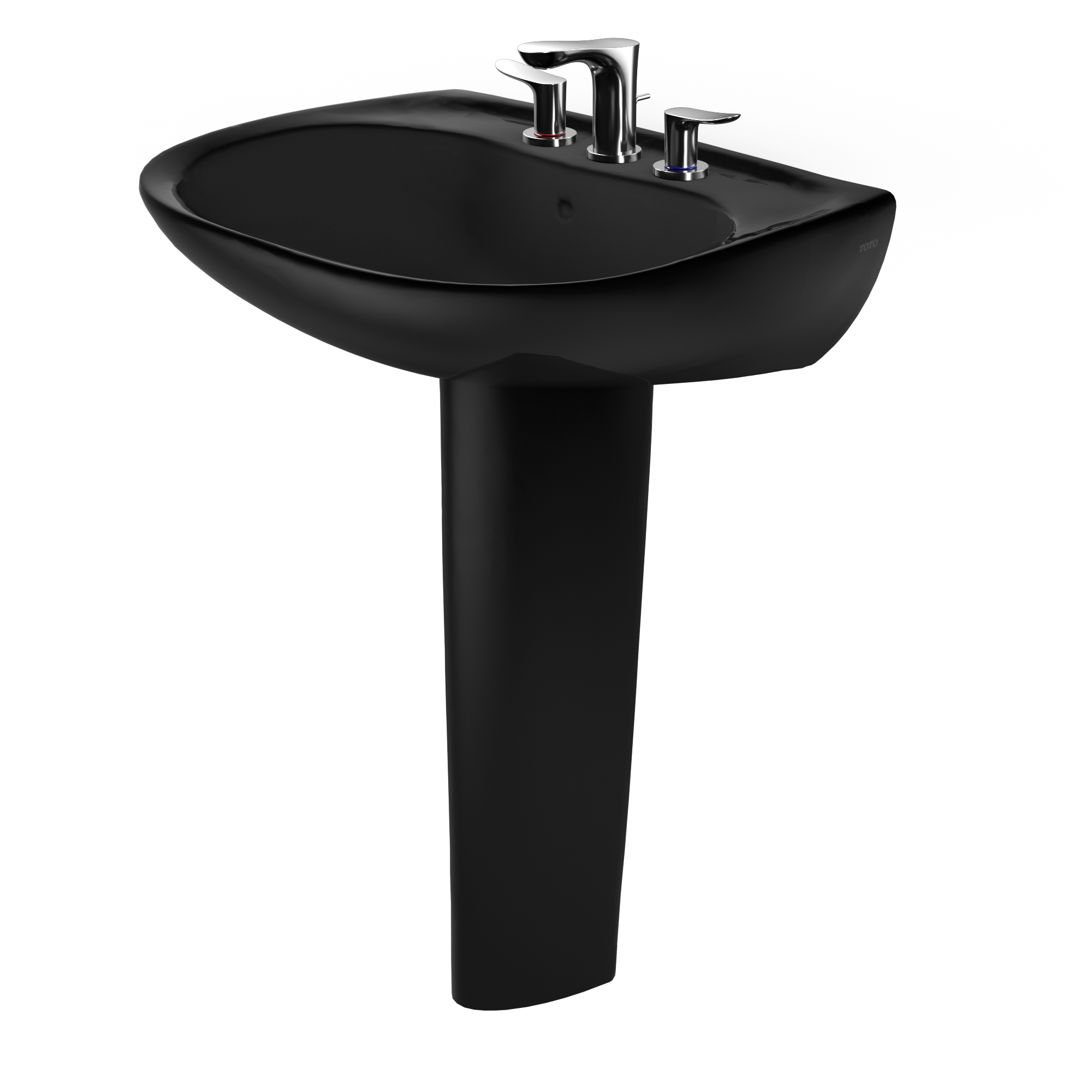 TOTO Prominence Oval Basin Pedestal Bathroom Sink for8 inch Center Faucets, Ebony, Vitreous China, LPT242.8#51
