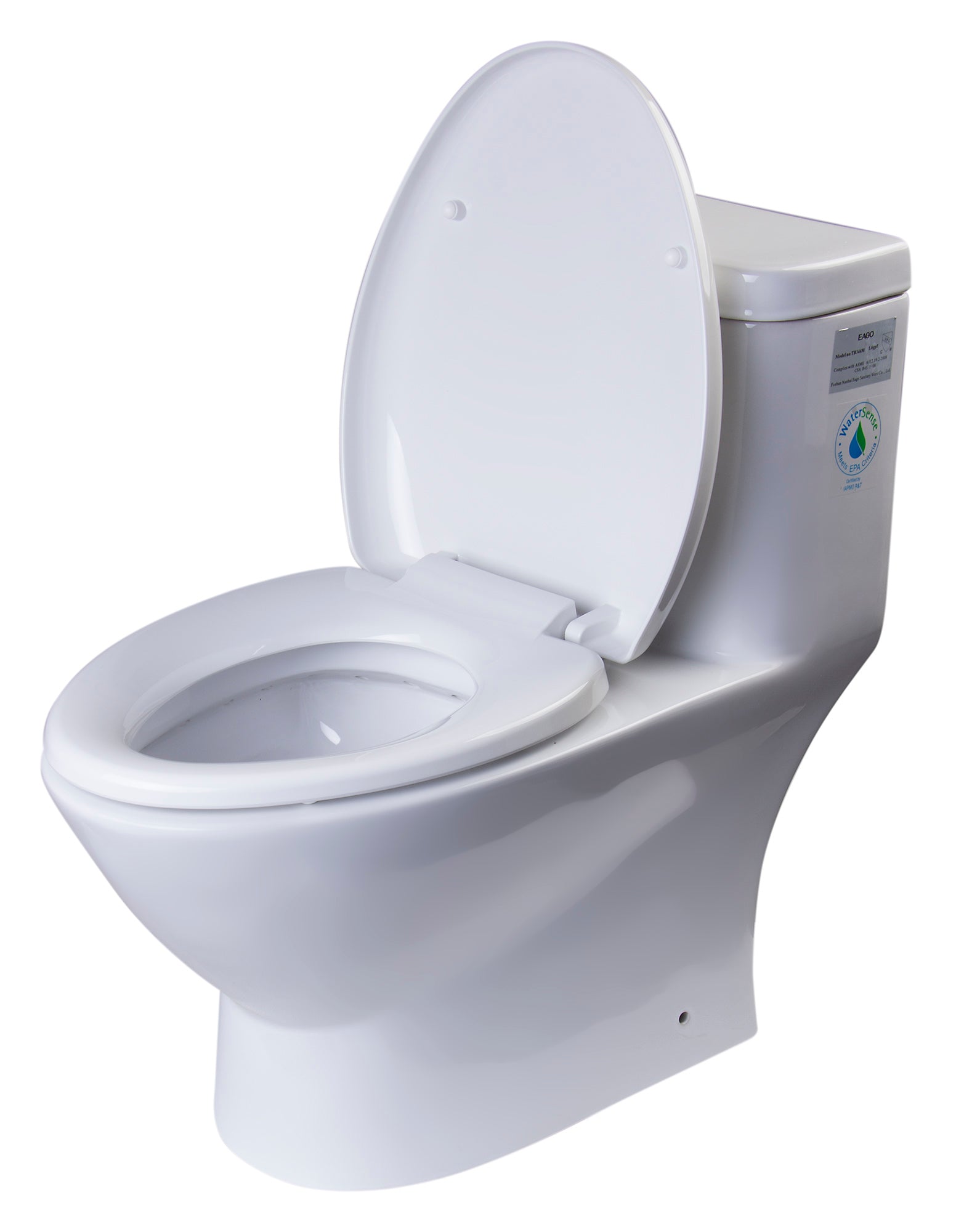 EAGO Porcelain, White, TB346 Modern Dual Flush One Piece High-Efficiency Low Flush Ceramic Toilet