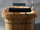 ALFI brand 65" Cedar Wood Free Standing Oval Bathtub with Fixtures & Headrests, Natural Wood, AB1130