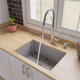 ALFI brand 27" Under Mount Fireclay Kitchen Sink, Gray Matte, No Faucet Hole, ABF2718UD-GM