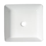 ALFI brand 15.13" x 15.13" Square Above Mount Porcelain Bathroom Sink, White, No Faucet Hole, ABC903-W