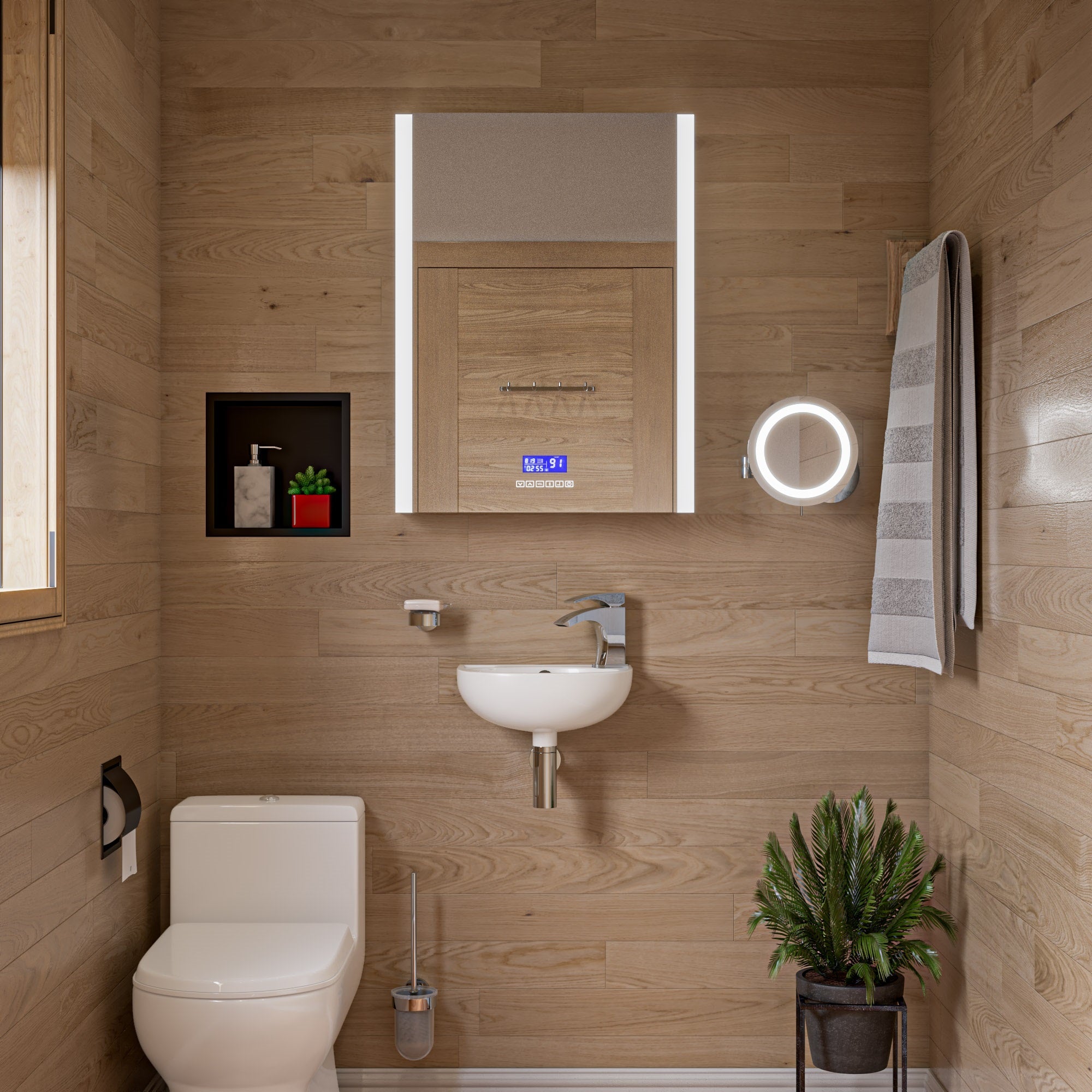 Alternative View of ALFI brand AB5506 16" Triple Rack Wooden Towel Bar Bathroom Accessory, Rubber Wood, Natural Wood