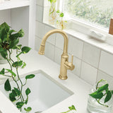 Blanco Empressa Pull-Down Bar Faucet, Satin Gold, 1.5 GPM, Brass, 442983