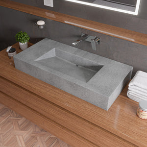 Alternate Image for ALFI brand 40" x 18.9" Rectangle Above Mount Concrete Bathroom Sink, Gray Matte, 1 Faucet Hole, ABCO40R
