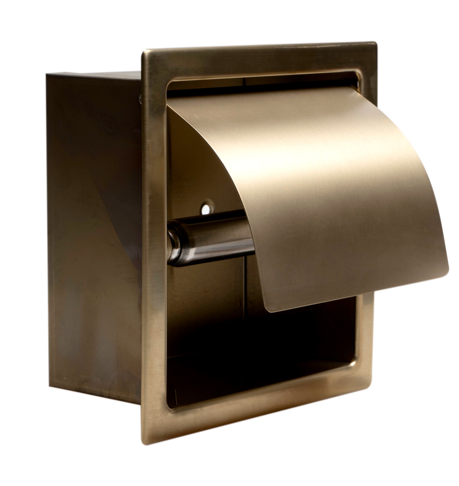 ALFI brand ABTPP77-BG PVD Brushed Gold Stainless Steel Recessed Toilet Paper Holder with Cover