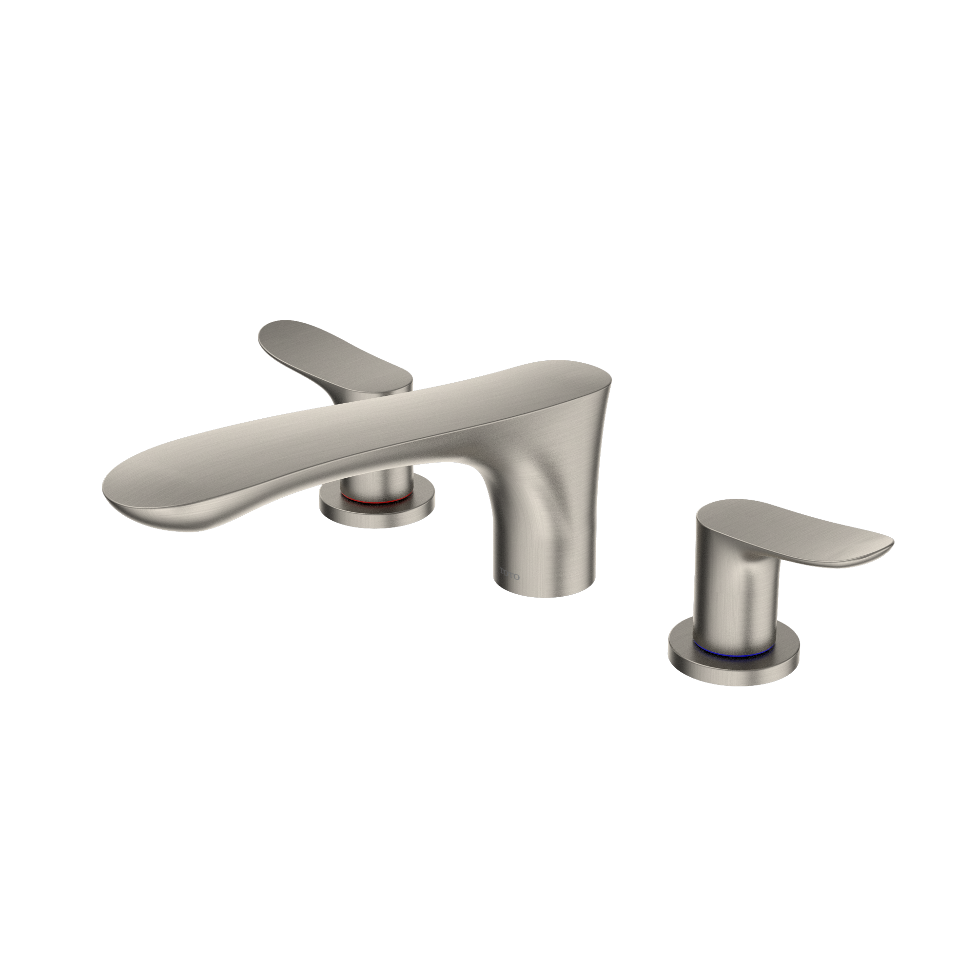 TOTO GO Two-Handle Deck-Mount Roman Tub Filler Trim, Brushed Nickel, Brass, TBG01201U#BN