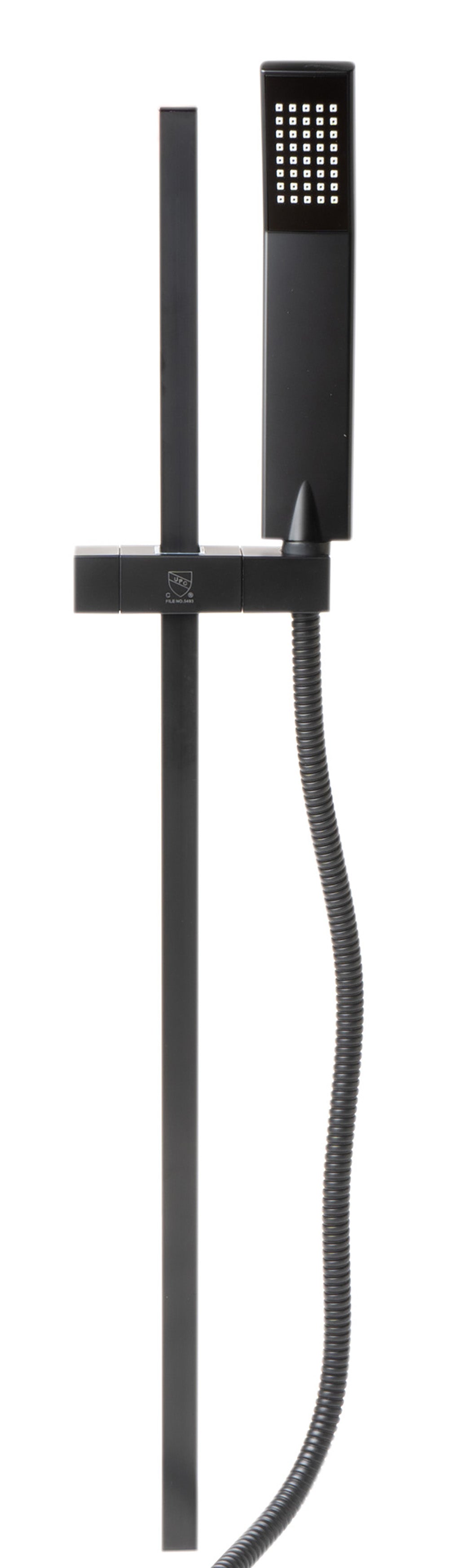 ALFI brand AB7606-BM Black Matte Square Sliding Rail Hand Shower Set, Brass