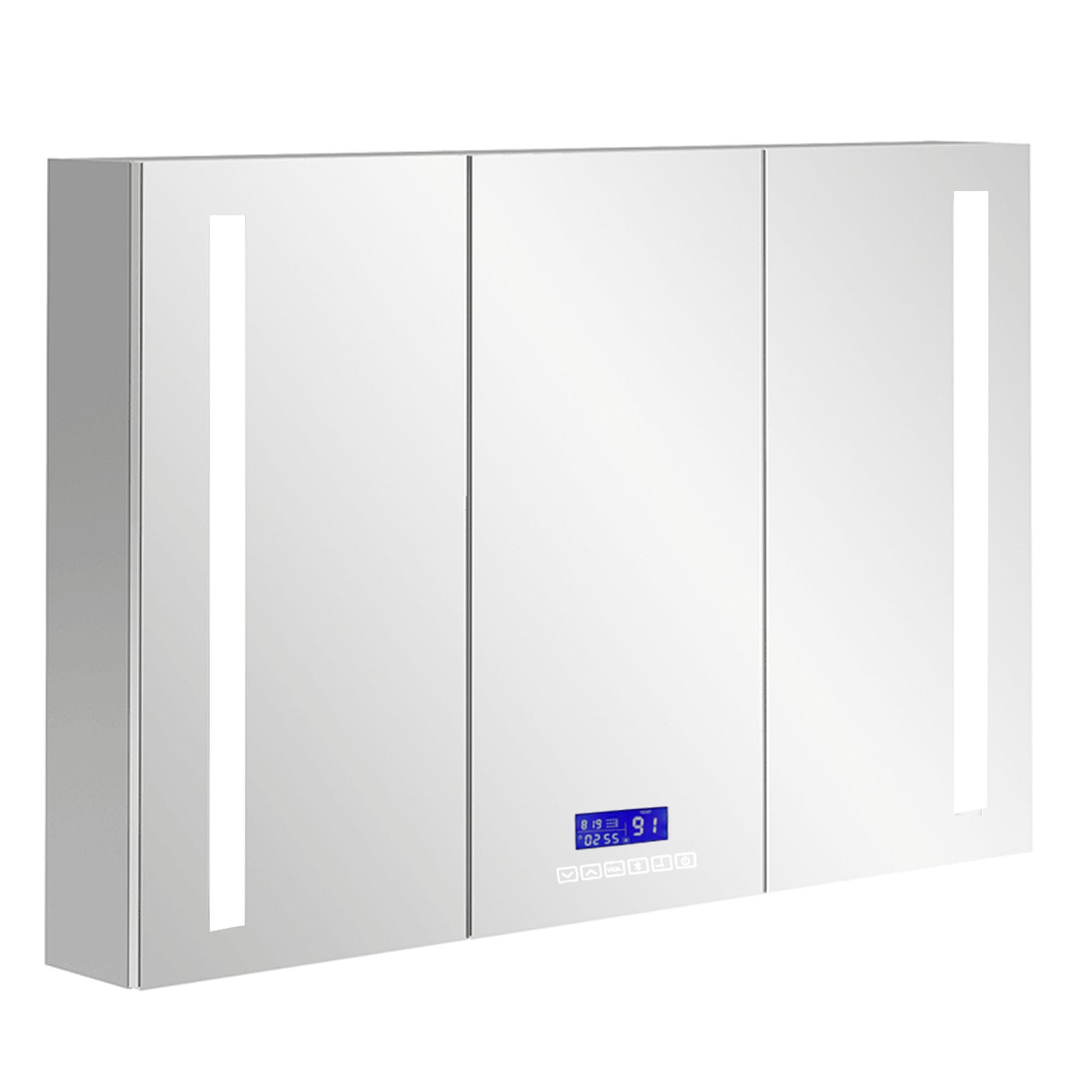 ALFI brand ABMC4228BT 42" x 28" Triple Door LED Light Bluetooth Medicine Cabinet, Aluminum, Gray