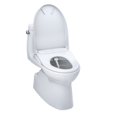 TOTO WASHLET+ Carlyle II One-Piece Elongated 1.28 GPF Toilet with Auto Flush WASHLET+ S7A Contemporary Bidet Seat, Cotton White, Vitreous China|Plastic, MW6144736CEFGA#01