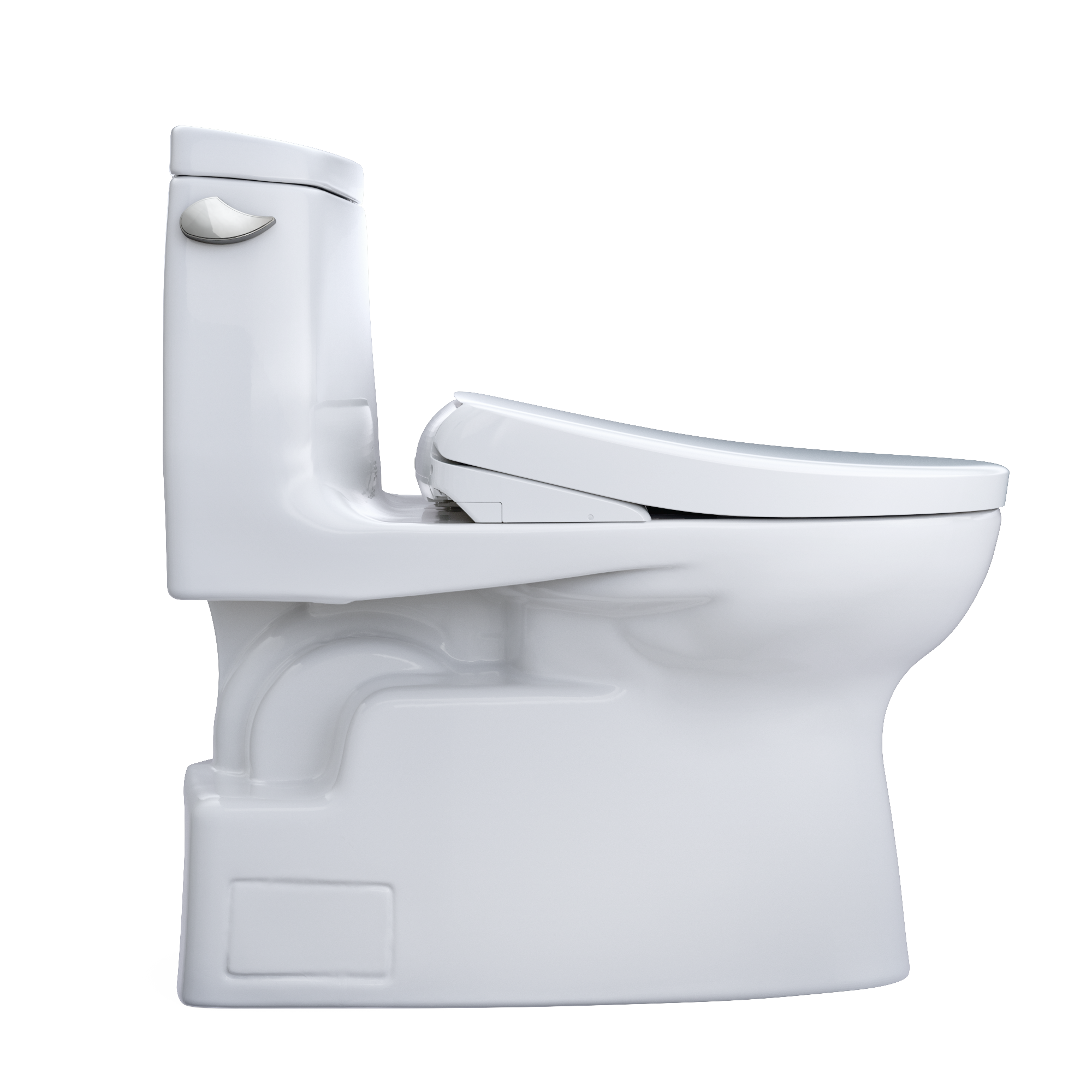 TOTO WASHLET+ Carlyle II One-Piece Elongated 1.28 GPF Toilet with Auto Flush WASHLET+ S7 Contemporary Bidet Seat, Cotton White, Vitreous China|Plastic, MW6144726CEFGA#01