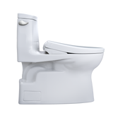 TOTO WASHLET+ Carlyle II One-Piece Elongated 1.28 GPF Toilet with Auto Flush WASHLET+ S7 Contemporary Bidet Seat, Cotton White, Vitreous China|Plastic, MW6144726CEFGA#01