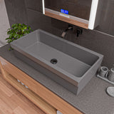 ALFI brand 35.5" x 17.75" Rectangle Above Mount or Semi Recessed Fireclay Bathroom Sink, Gray Matte, No Faucet Hole, AB36TRGM