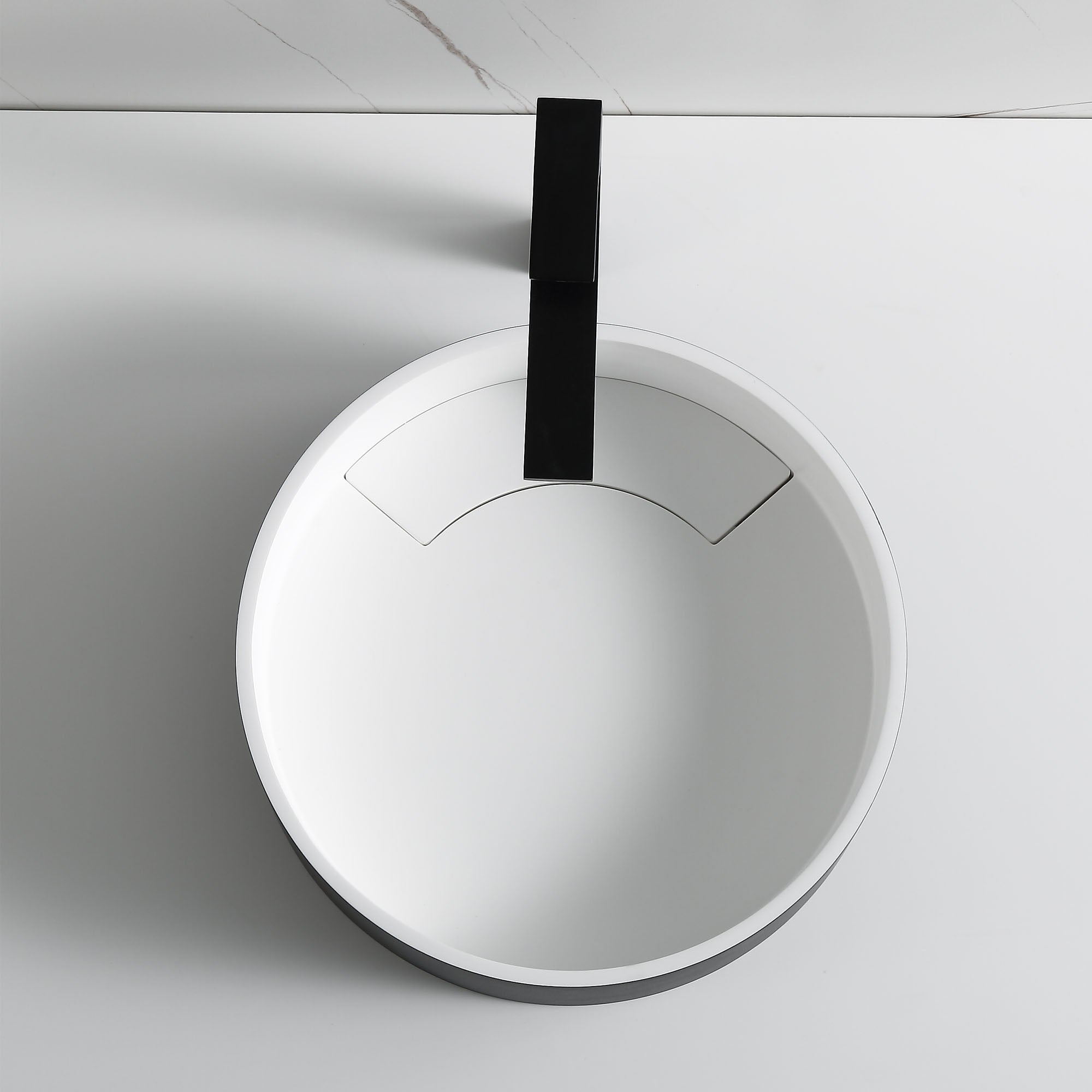 ALFI brand 15.13" x 15.13" Round Above Mount Resin Bathroom Sink, Black & White, No Faucet Hole, ABRS15RBM