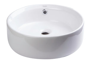 Alternate Image for Eago 15.75" x 15.75" Round Above Mount Porcelain Bathroom Sink, White, No Faucet Hole, BA129