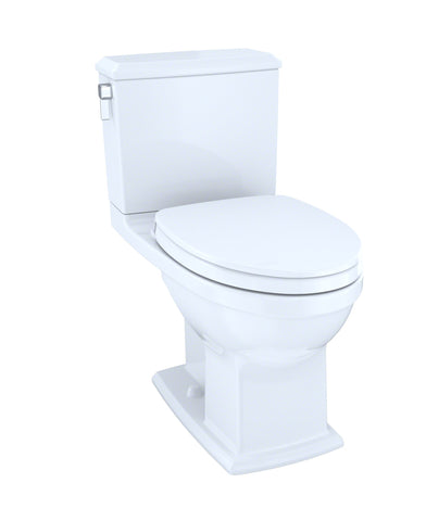 TOTO Connelly WASHLET+ Two-Piece Elongated Dual Flush 1.28 and 0.9 GPF Universal Height Toilet with CEFIONTECT, Cotton White, Vitreous China, MS494124CEMFG#01