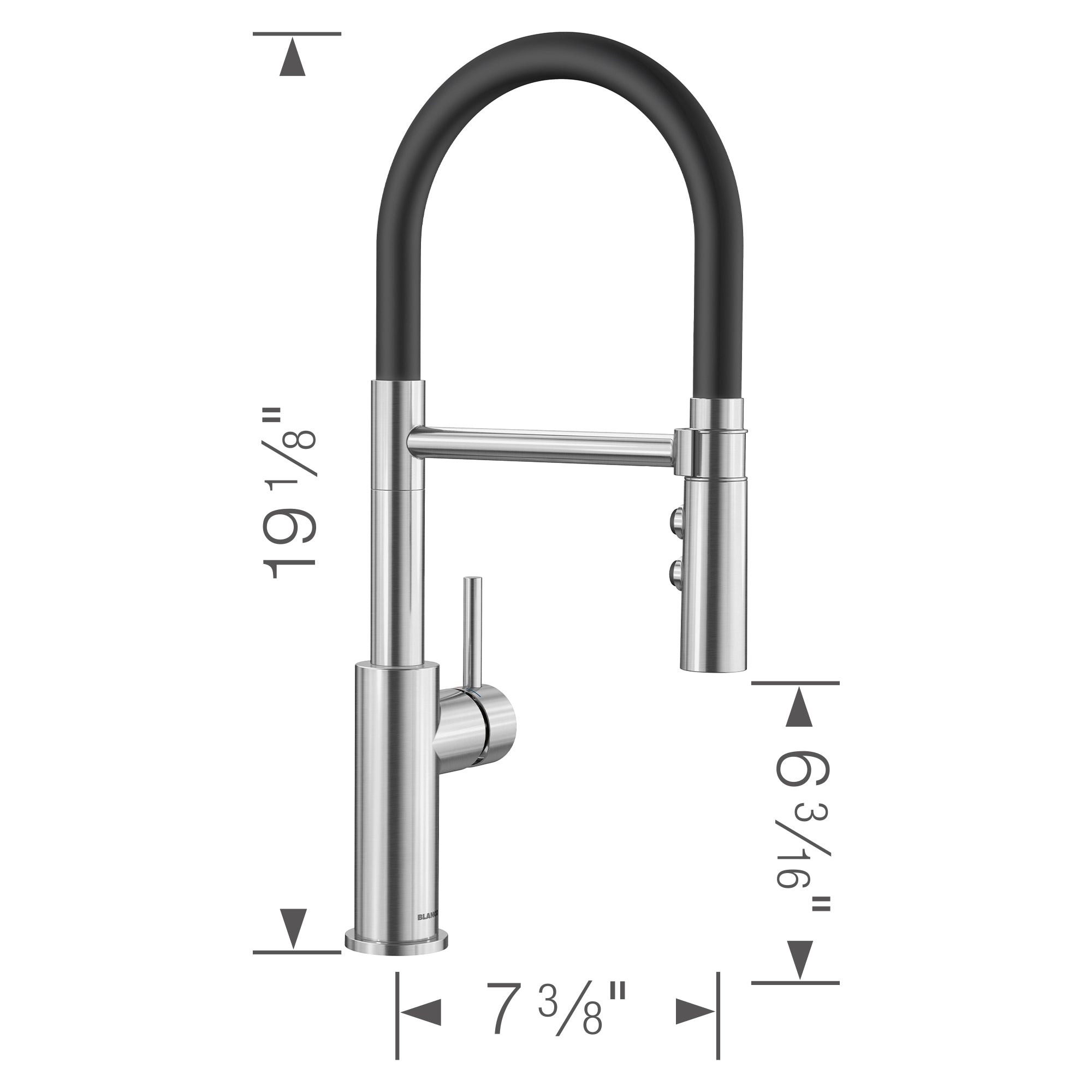 Blanco Catris Flexo Semi-Pro Pull-Down Dual-Spray Kitchen Faucet, PVD Steel, 1.5 GPM, Brass, 402448