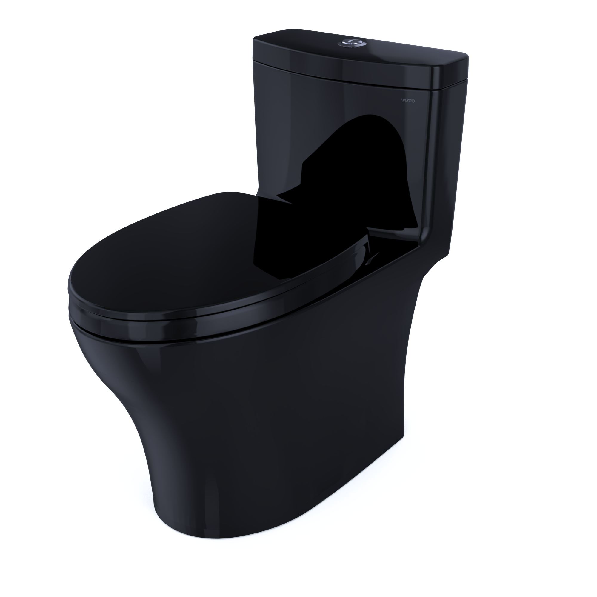 TOTO Aquia IV One-Piece Elongated Dual Flush 1.28 and 0.9 GPF Universal Height, WASHLET+ Ready Toilet, Ebony- Vitreous China, MS646124CEMFN#51