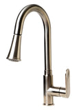 ALFI brand 1.8 GPM Lever Gooseneck Spout Touch Kitchen Faucet, Modern, Gray, Pull Down, Brushed Nickel, ABKF3480-BN