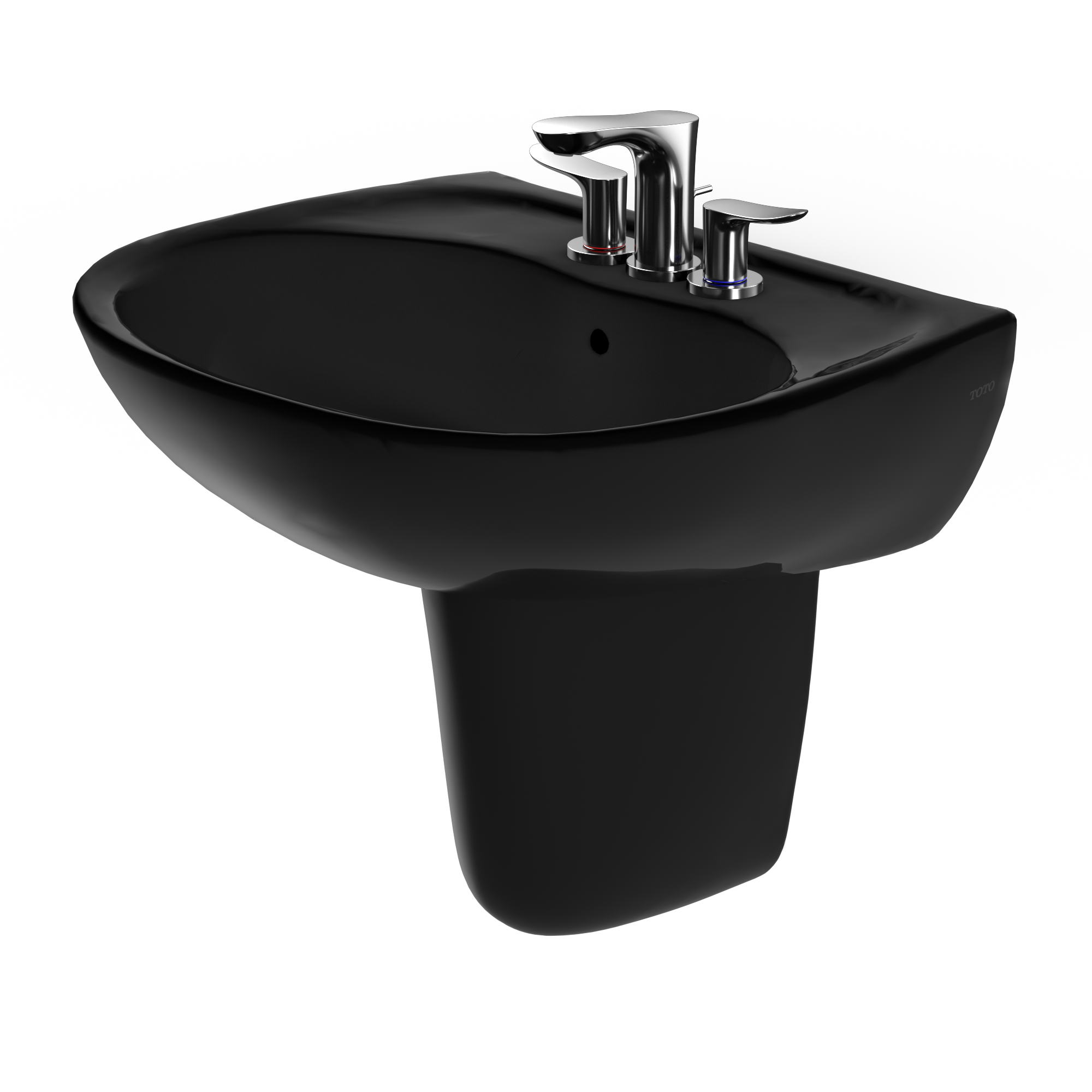 TOTO Supreme Oval Wall-Mount Bathroom Sink and Shroud for 4 Inch Center Faucets, Ebony, Vitreous China, LHT241.4#51