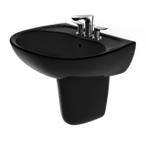 TOTO Supreme Oval Wall-Mount Bathroom Sink and Shroud for 4 Inch Center Faucets, Ebony, Vitreous China, LHT241.4#51