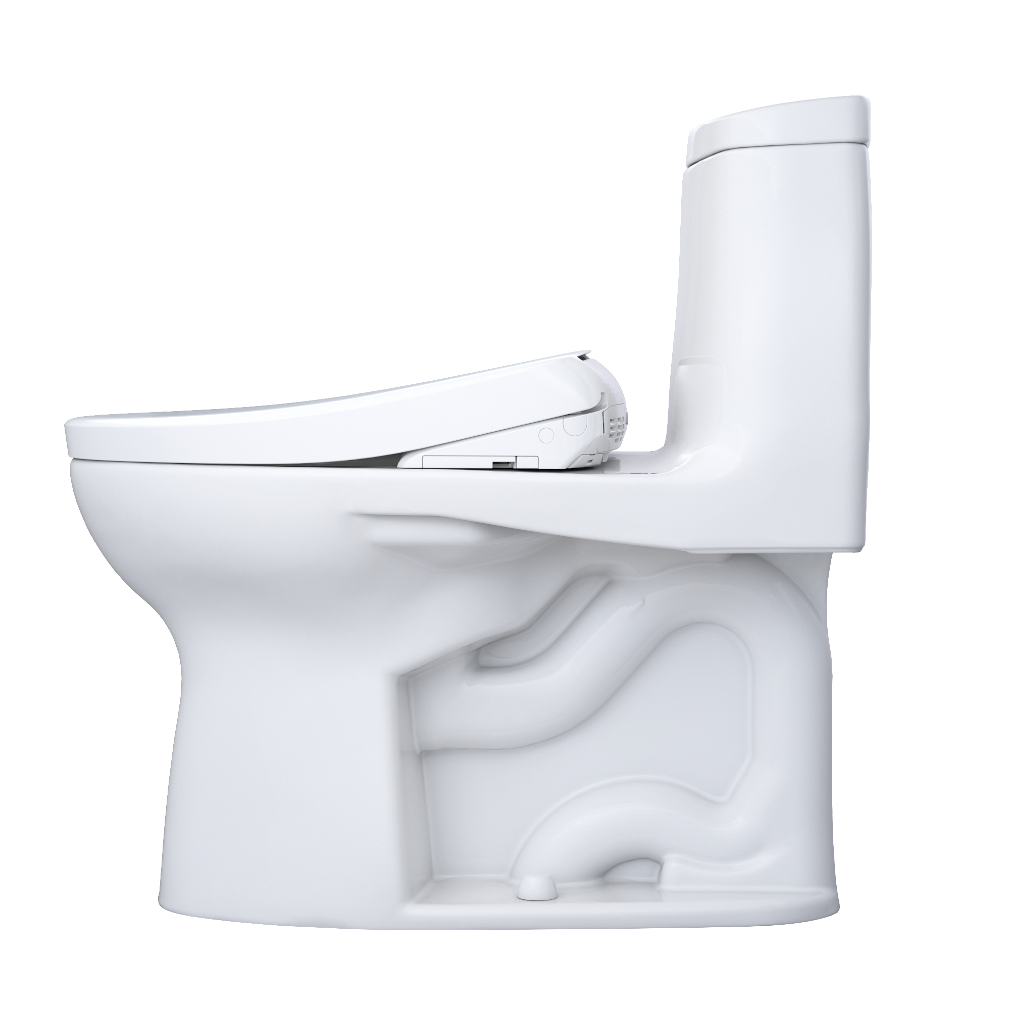 TOTO WASHLET+ UltraMax II One-Piece Elongated 1.28 GPF Toilet with Auto Flush WASHLET+ S7A Contemporary Bidet Seat, Cotton White, Vitreous China|Plastic, MW6044736CEFGA#01