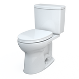 TOTO Drake II 1G Two-Piece Elongated 1.0 GPF Universal Height Toilet with CEFIONTECT and SS124 SoftClose Seat, WASHLET+ Ready, Cotton White, Vitreous China|Plastic, MS454124CUFG#01