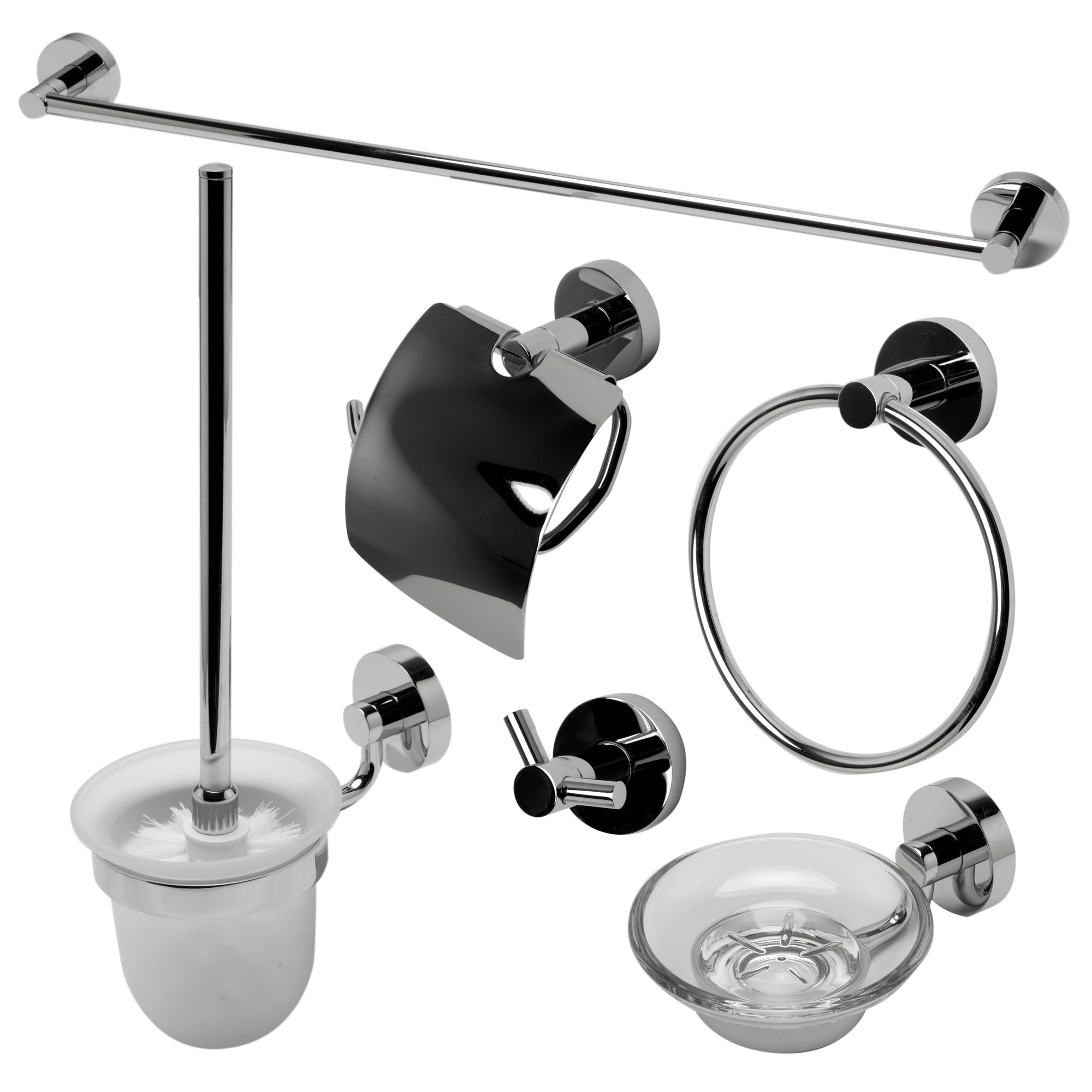 ALFI brand Brass, AB9513-PC Polished Chrome 6 Piece Matching Bathroom Accessory Set