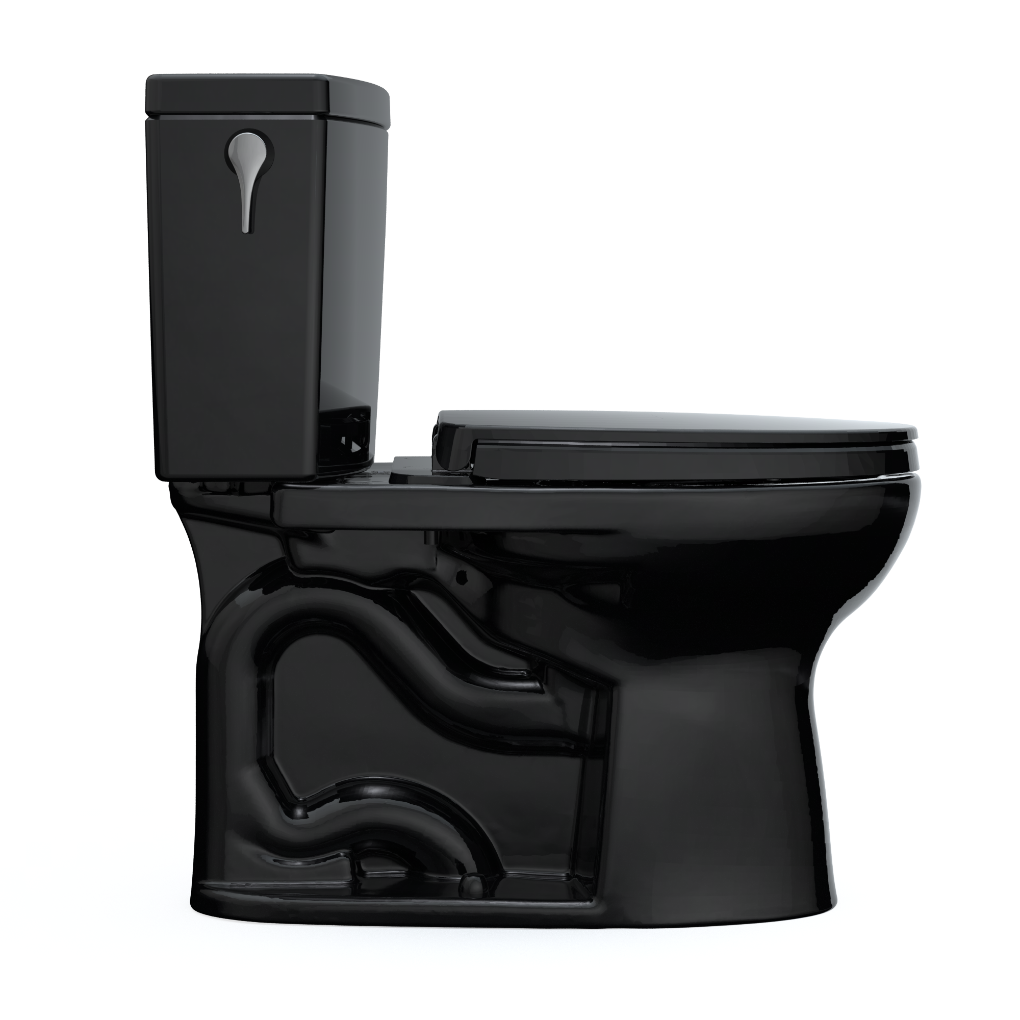 TOTO Drake II 1G Two-Piece Elongated 1.0 GPF Universal Height Toilet with SS124 SoftClose Seat, WASHLET+ Ready, Ebony, Vitreous China|Plastic, MS454124CUF#51