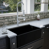 Karran Fireclay 30" Fireclay Farmhouse Sink with Accessories, Matte Black, FCP30SBMB