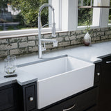 Karran Fireclay 30" Fireclay Farmhouse Sink with Accessories, White, FCP30SBWH