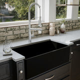 Karran Fireclay 33" Fireclay Farmhouse Sink with Accessories, Matte Black, FCP33SBMB