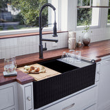 Karran Fireclay 33" Fireclay Workstation Farmhouse Sink with Accessories, Matte Black, FCWSD33SBMB-PK1