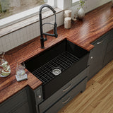 Karran Fireclay 33" Fireclay Workstation Farmhouse Sink with Accessories, Matte Black, FCWSF33SBMB-PK1