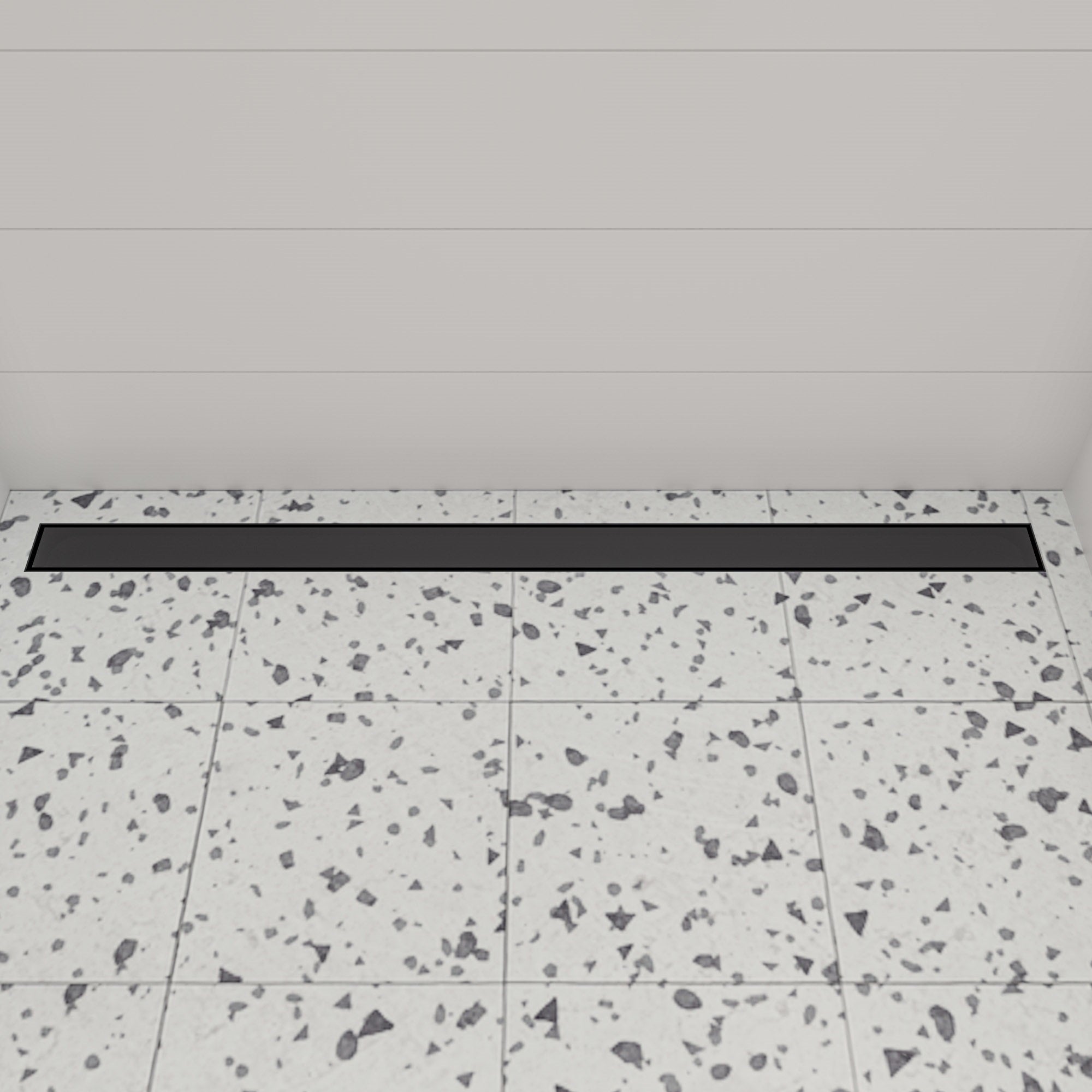ALFI brand ABLD47B-BM 47" Black Matte Brushed Stainless Steel Linear Shower Drain with Solid Cover