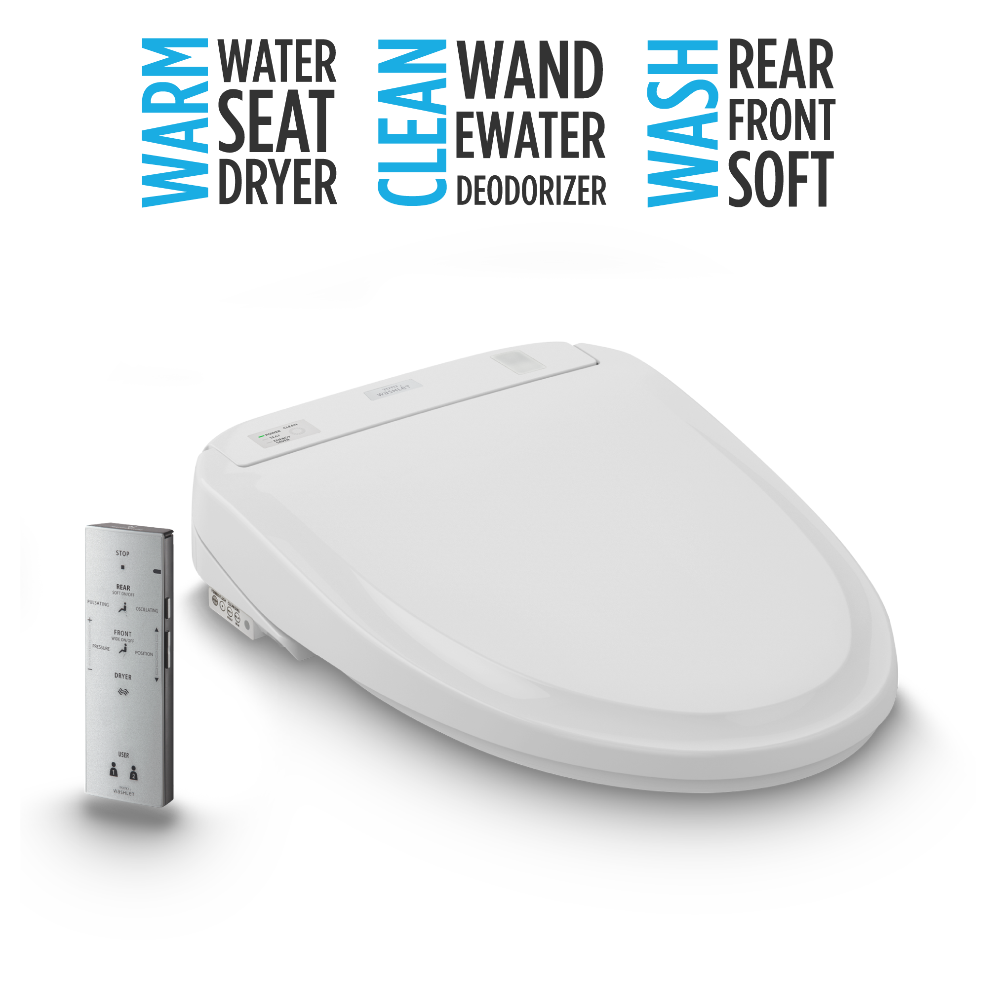 TOTO WASHLET S300e Electronic Bidet Toilet Seat with EWATER+ Cleansing, Round, Cotton White, Plastic, SW573#01