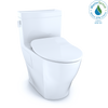 TOTO Legato One-Piece Elongated 1.28 GPF Toilet with CEFIONTECT and SoftClose Seat, WASHLET+ Ready, Cotton White, Vitreous China, MS624234CEFG#01