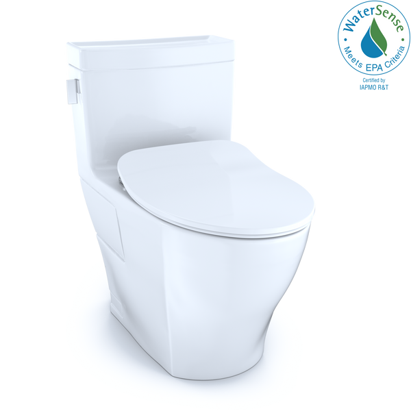 TOTO Legato One-Piece Elongated 1.28 GPF Toilet with CEFIONTECT and SoftClose Seat, WASHLET+ Ready, Cotton White, Vitreous China, MS624234CEFG#01