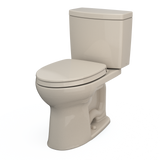 TOTO Drake II 1G Two-Piece Elongated 1.0 GPF Universal Height Toilet with CEFIONTECT and SS124 SoftClose Seat, WASHLET+ Ready, Bone, Vitreous China|Plastic, MS454124CUFG#03