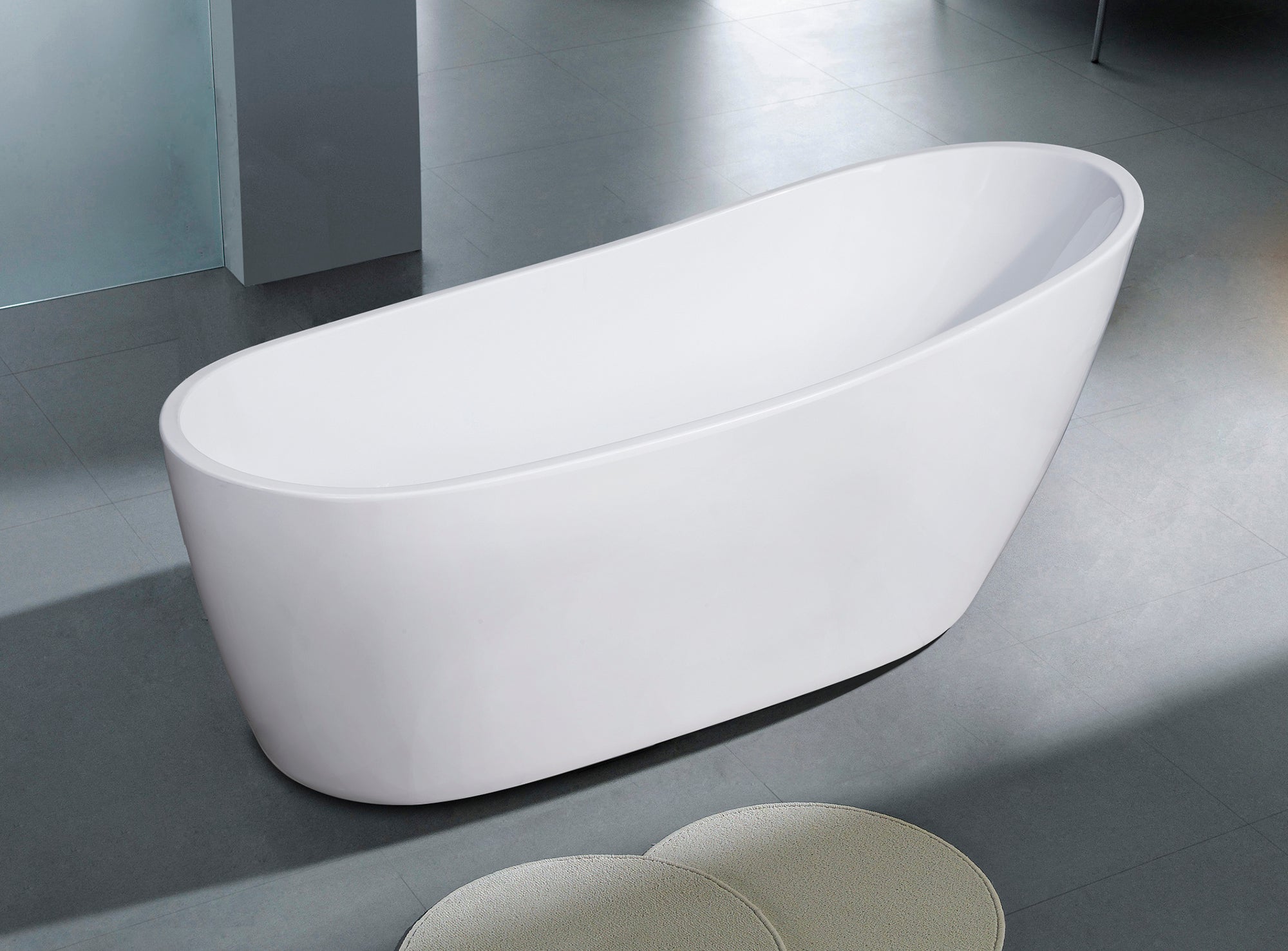 ALFI brand 68" Acrylic Free Standing Oval Soaking Bathtub, White, AB8826