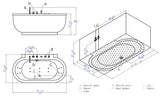 Eago 71" Acrylic Free Standing Oval Bathtub with Fixtures, White, AM128ETL