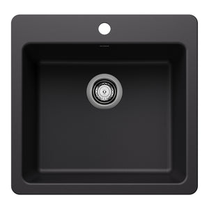 Alternate Image for Blanco Liven 21" Dual Mount Silgranit Kitchen Sink, Coal Black, 1 Faucet Hole, 443226