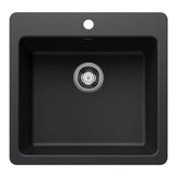 Blanco Liven 21" Dual Mount Silgranit Kitchen Sink, Coal Black, 1 Faucet Hole, 443226