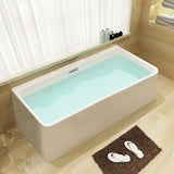 ALFI brand 67" Acrylic Free Standing Rectangle Soaking Bathtub, White, AB8859