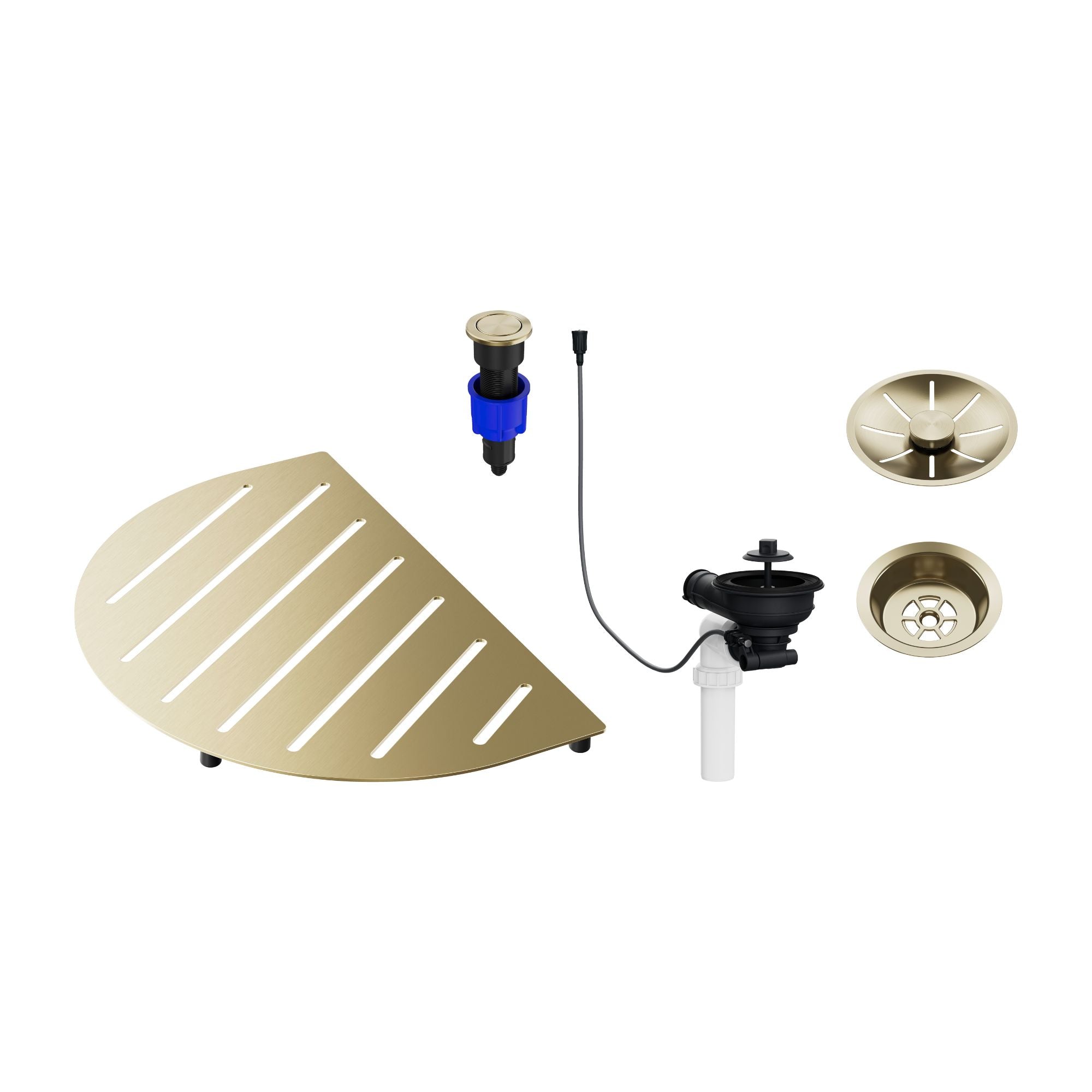 Blanco Oovalon Drain Accessory Bundle Includes Top Grid, Basket Strainer and Button - Satin Gold