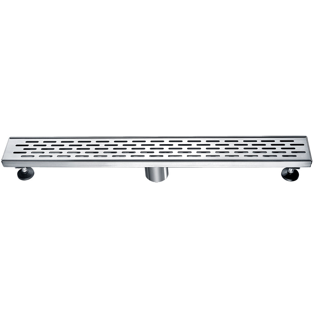 ALFI brand ABLD24C 24" Long Modern Stainless Steel Linear Shower Drain with Groove Holes, ABLD24C-BSS